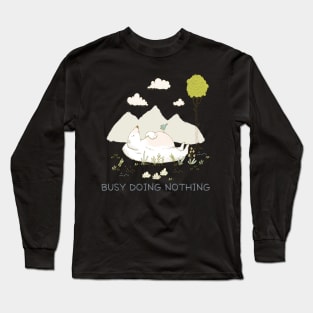 Busy doing nothing - Polar bear dreaming - Pastel whimsical art Long Sleeve T-Shirt